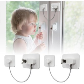 4 Pcs Window Restrictor, Window Locks Child Safety, Fridge Lock,Window Restrictors for UPVC, Pet Window Safety Locks for Childproof, Easy to Install