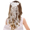 BOFUNX Girls Communion Hair Accessories Hair Comb First Communion Headpiece with White Flowers Pearls Organza Ribbons for Communion Wedding Flower Girl
