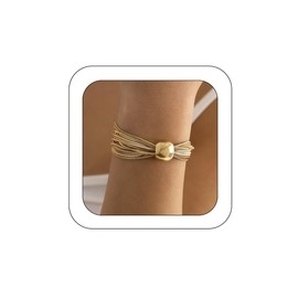 Yheahin Chunky Gold Cuff Bracelet Bangle for Women Trendy Hammered Open Stack Hinged Wrist Cuff Wide Silver Plated Minimalist Statement Bangle Jewelry for Punk Party, Adjustable, Silver, alloy