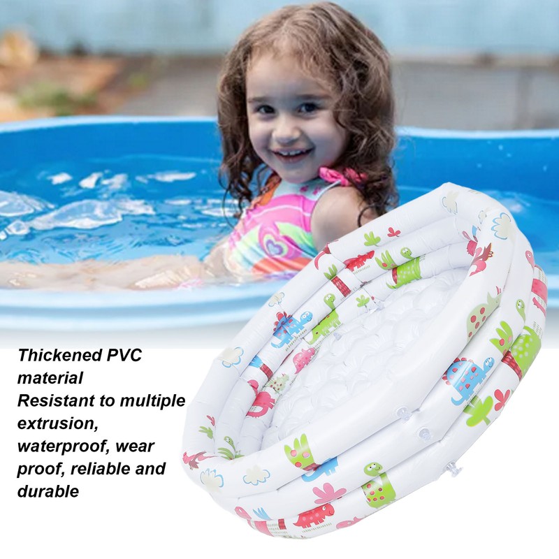 Inflatable Kiddie Pool PVC 31.5 Inch Cartoon Dinosaur Round Outdoor