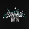 Teyglen Green Teardrop Hair Comb Bride Rhinestone Wedding Hair Comb