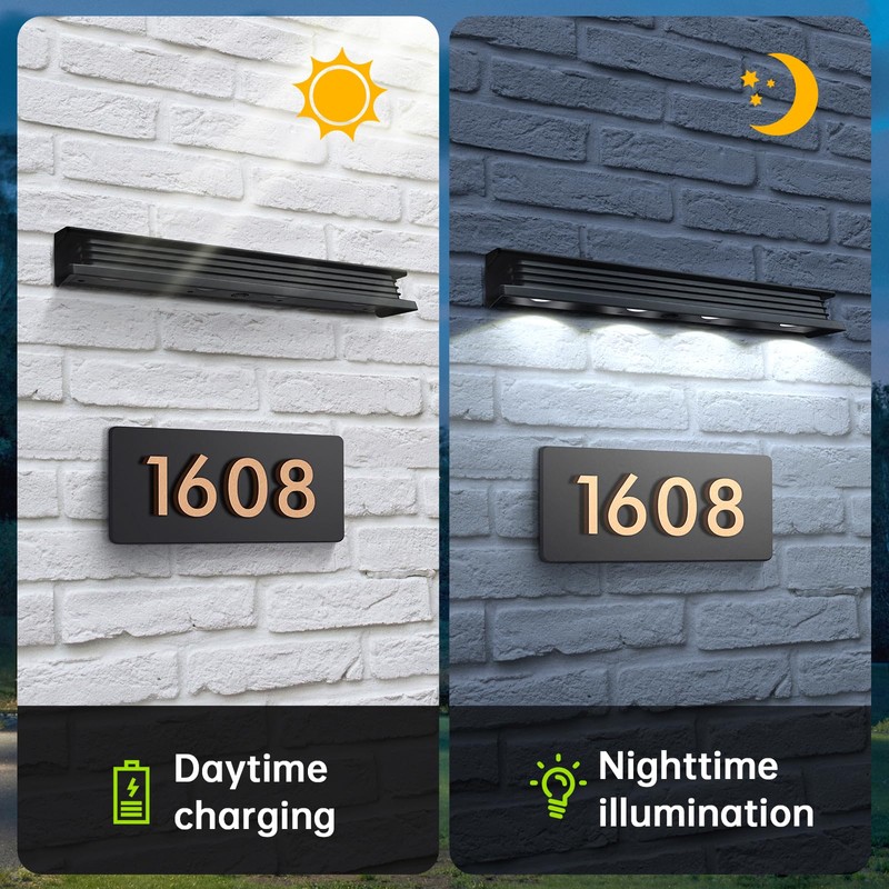 Solar Sign Light Outdoor Bright LED 6000K White Dusk to