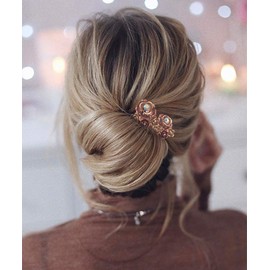3PCS Romantic Rose Flower Gold Hair Styling Pins Accessories for Bun Updo Women Wedding Bridal