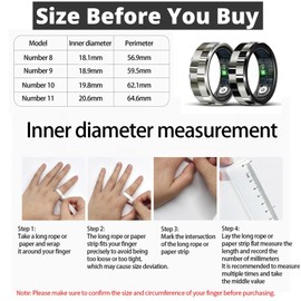 Smart Ring for Men Women, Sleep Tracking Wearable, Heart Rate, Fitness Tracker, Step Blood Oxygen Blood Pressure Tracker,Calorie Tracking, Shake to Take Photos (Sliver, #8)