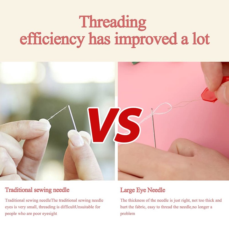 36 Pcs Large Eye Sewing Needles, 6 Sizes Large Eye