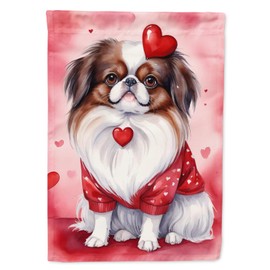 Caroline's Treasures DAC5370CHF Japanese Chin My Valentine House Flag Large Porch Sleeve Pole Decorative Outside Yard Banner Artwork Wall Hanging, Polyester, House Size, Multicolor