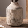 Ceramic Rustic Vase,Hand-Painted Decorative vase with Oblique Grooves Surface,Boho Vase