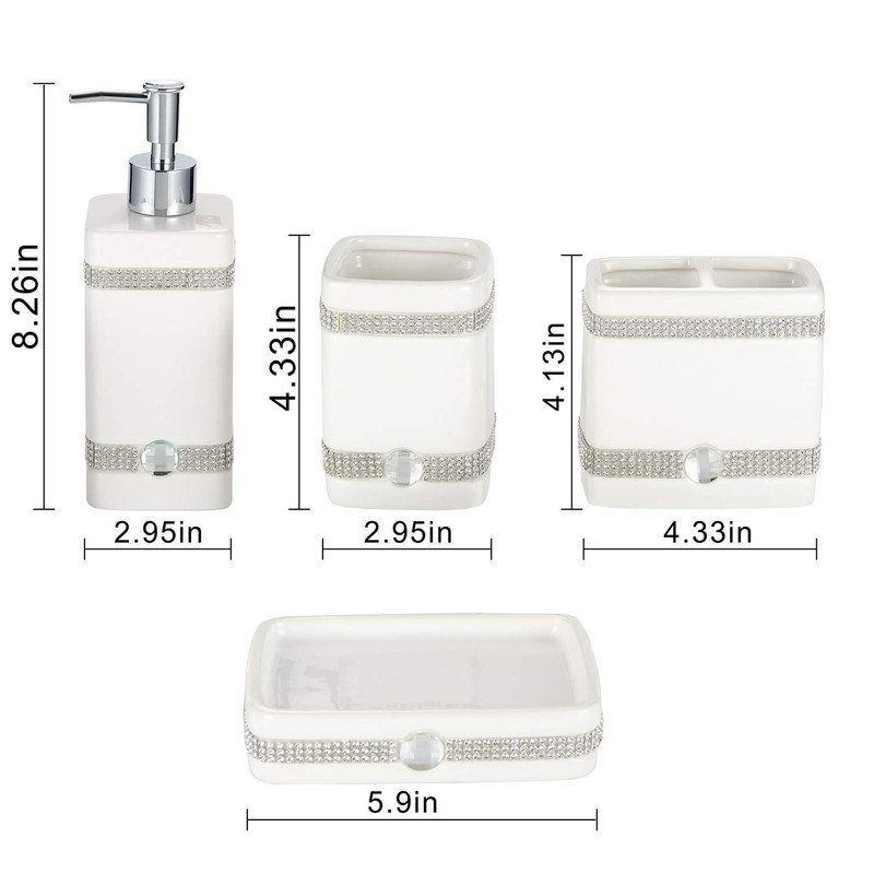 CAA'S Bathroom Accessories Set Ceramic 4 Pieces Bathroom Ensemble for