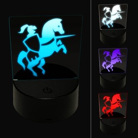 Sniggle Sloth Jousting Knight with Lance on Horse 3D Illusion LED Night Light Sign Nightstand Desk Lamp