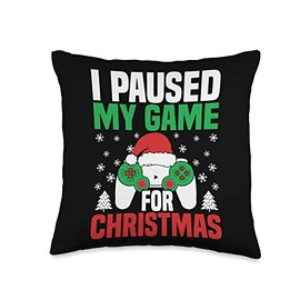 Video Games Gifts For Christmas Gaming Accessories I Paused Christmas, Xmas Gaming, Gamer Throw Pillow, 16x16, Multicolor