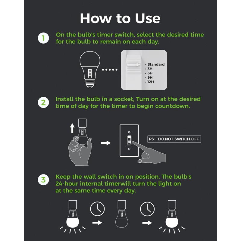 NEOROSS Upgraded Timer Light Bulb, 100W Equivalent A19 LED with