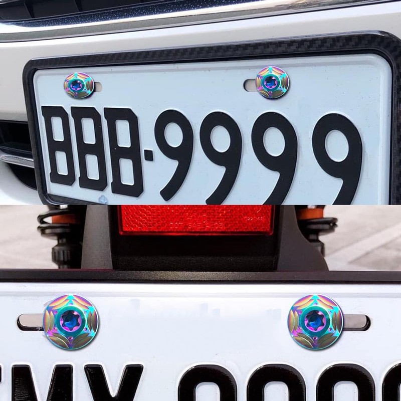 HiLiBoom License Plate Bolt M6 Anti-theft Screw Titanium Alloy Snowflake