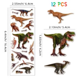 250+ Patterns Dinosaur Stickers for Kids, 12 Different Sheets, 3D Puffy Stickers for Crafting, Books, Dinosaurs Lover, Dinosaur Themed Party Favors