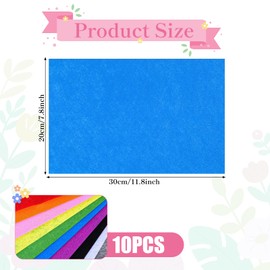 10 Pcs Felt Sheets Soft Felt Squares Soft Craft Sheet Fabric Sheets for Crafts Sewing Fabric Squares Patchwork Nonwoven Supplies for Art Crafts DIY Handcraft (Assorted Color,8" x 12")