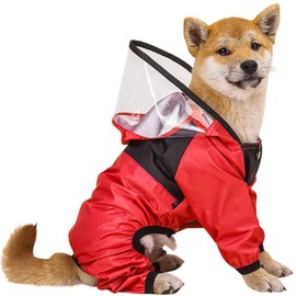 Dog Raincoat, Waterproof Dog Rain Jacket with Transparent Hood Puppy Rain Poncho Pet Rainwear for Large Medium Small Dogs Puppies (Red)