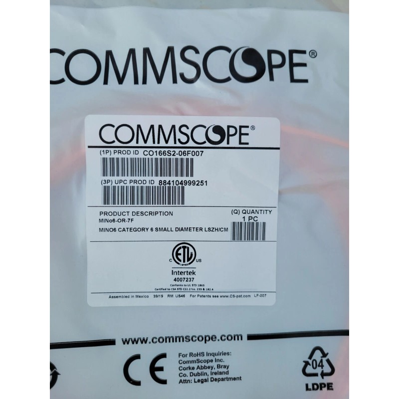 Commscope Systimax Copper Cat 6 Commercial Patch Cord CO166S2-06f007 7FT