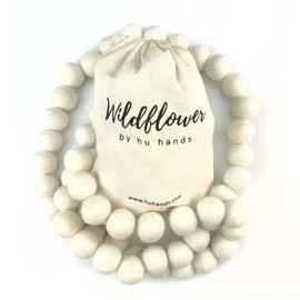 Garland - Bolas de fieltro blanco natural, 2,5 cm, 50 pompones de lana | Pompones de fieltro a mano para manualidades, fieltro, guirnalda, decoración, fiesta, bolsa de muselina