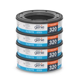 Diaper Genie Essentials Round Refill 4-Pack | Holds Up to 1280 Newborn Diapers | Features Unscented Continuous Film | Compatible with Diaper Genie Com