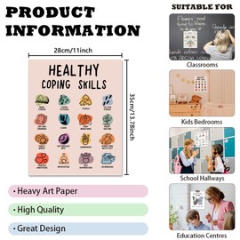 arricraft 1 Pc Healthy Coping Skills Mental Health Poster, Self Care Therapy Office Decor Stress Management Unframed Counseling Office Must Haves for Treatroom Medical Office 28x35cm