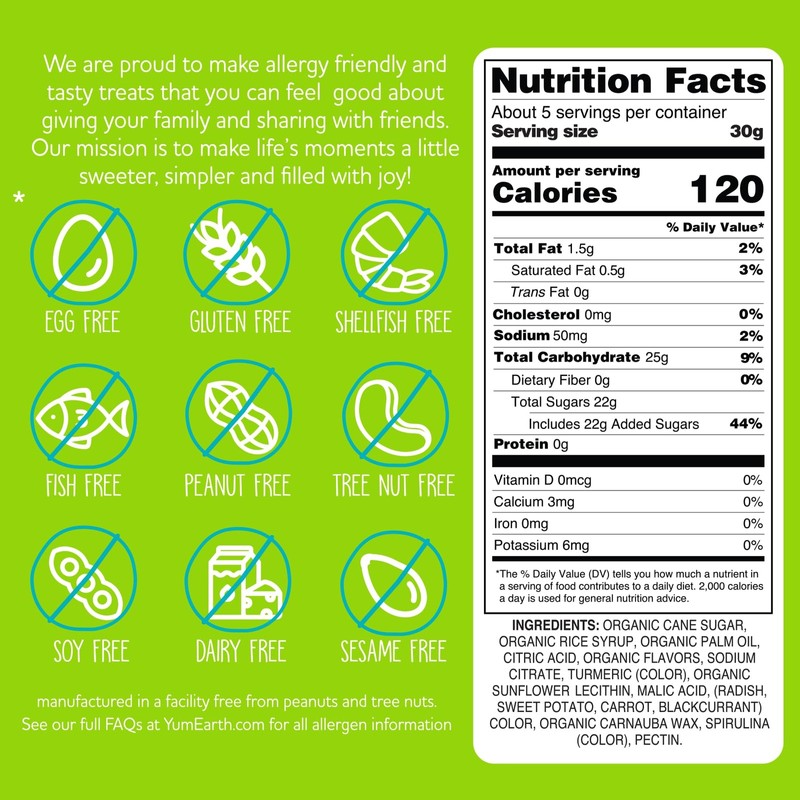 YumEarth Organic Sour Giggles Candy 5oz Allergy Friendly Vegan Snacks