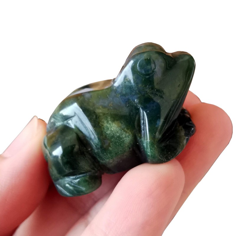 Manekieko Natural Indian Agate Frog Crystals and Healing Stone Figures,
