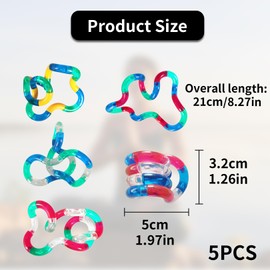 5 Piece Fidget Toys Set, Tangle Autism Toy, Tangle Fidget Fingers, Twister Fidgets, Sensory Tuning ADHD Toy for Stress Relief, Anti-Stress Toys for Children Adults, Stimulate and Still