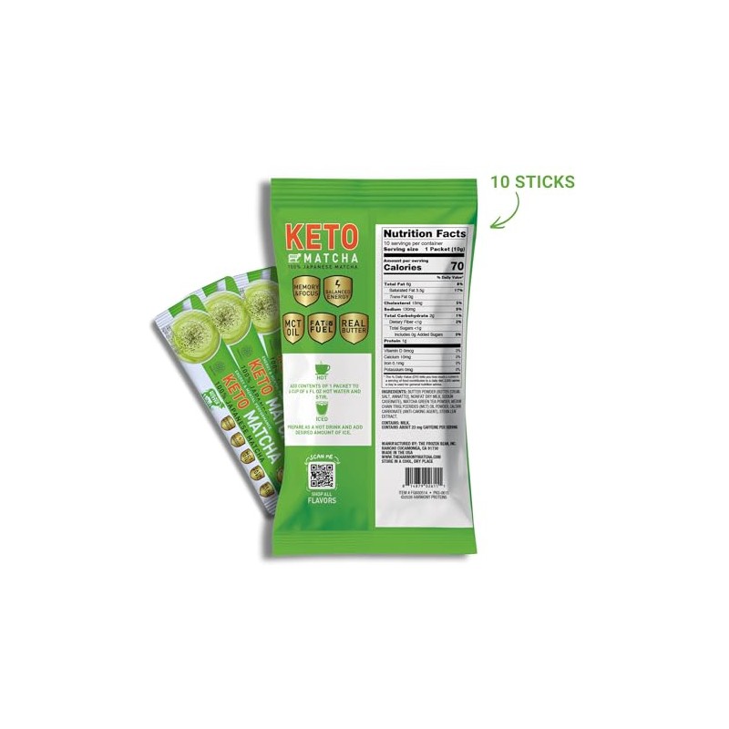 Harmony Keto Matcha - Sugar Free Latte Powder Stick Packets