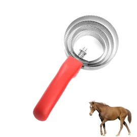 MEISH Horse Scraper Horse Curry Comb 4 Ring Horse Shedding Brush Stainless Steel Livestock Itching Brush for Horse Grooming