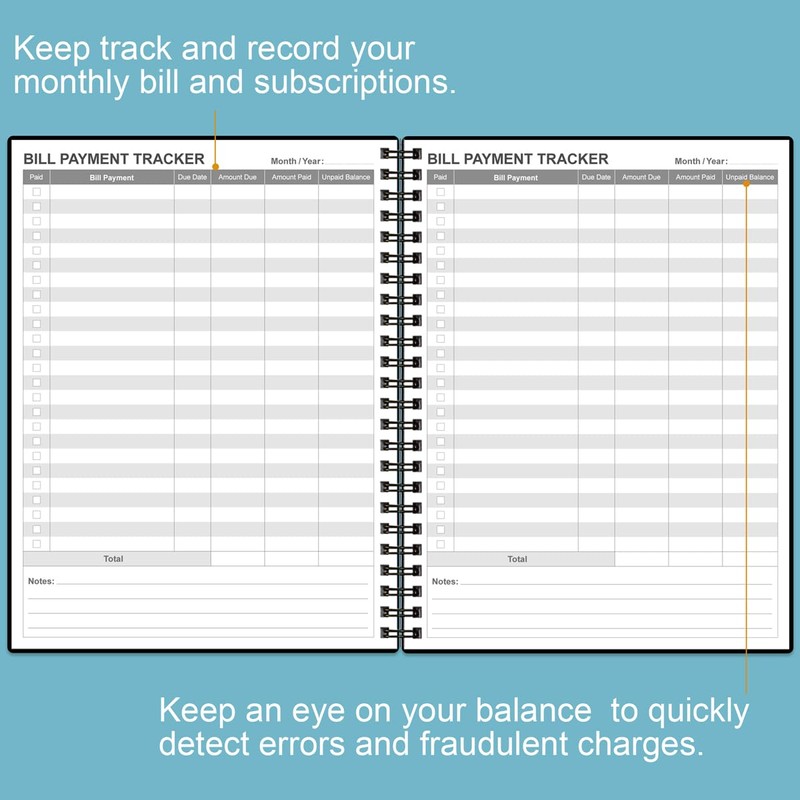 Bill Payment Tracker Notebook - Monthly Bill Organizer & Planner