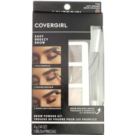 COVERGIRL - Easy Breezy Brow Powder Kit, three shades brow definer, professional double-ended angled brush, effortless(Packaging May Vary)
