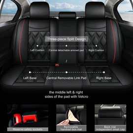 AOMSAZTO Car Seat Covers,Full Set 5 Seats Custom Fit for Ford Ranger 2019-2025(Not Fit for Raptor) Faux Leather Automotive Cushion Covers Seat Protector (5Seats,Black)