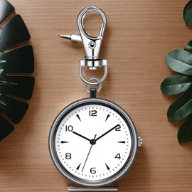 Small Pocket Watch | Round Key Chain Clip Watch | Unisex Quiet Portable Clock for Travel Home Workplace Women Men Outdoor School Backpack