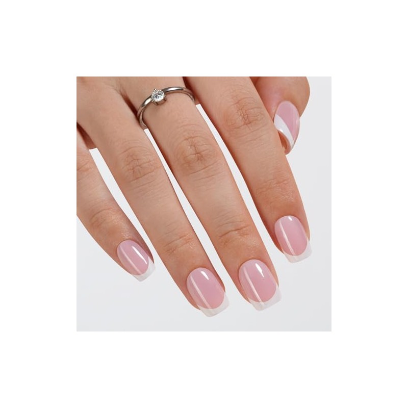Vansiho Uñas Postizas Francesas de Gel Rosa, Uñas Postizas Cortas