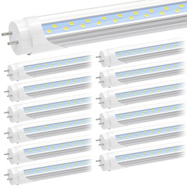 JESLED T8 4FT LED Type A+B Tube Light Bulbs, 24W 6000K, 3200LM Super Bright, Plug and Play or Ballast Bypass, 48 Inch LED Replacement for T10 T12 Flourescent Tubes, Dual-end Powered, Clear(12-Pack)