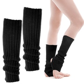 CIATBYYJ Women's Leg Warmers, Ballet Leg Warmers, Soft Long Open Toes and Heels, Ballet Leg Warmers, Knitted Stirrup Leg Warmers for Women, Dance & Yoga, black