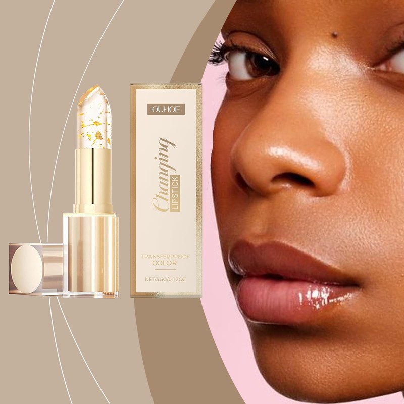 Transferproof Color Changing Lipstick,Gold Crystal Ph Lipstick Color Changing,Deep Nourishment,Long