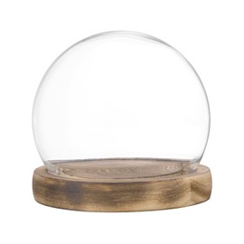 M METERXITY Cloche Glass Dome, D3.9In Ball Jar with Wooden Base for DIY Snow Globes/Small Plants/Flowers/Candles/Models/Souvenirs, Glass Display Case [White]