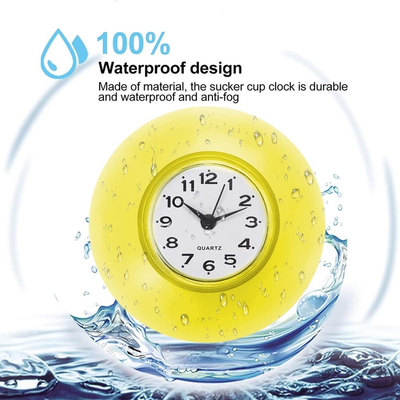 Bathroom Clock, Bath Clock, Waterproof Clock, Suction Clock, Waterproof, Silent,