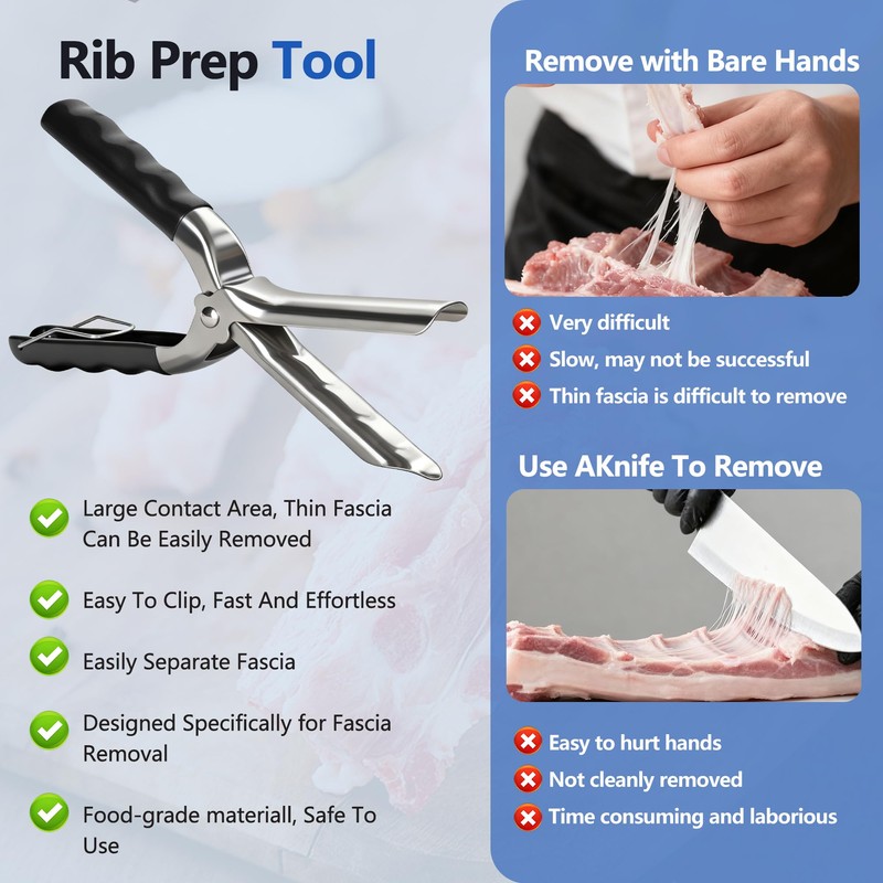 UoeRing Rib Membrane Remover Tool, 304 Stainless Steel, for BBQ,