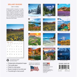 RED EMBER Brilliant Seasons Mini 2025 Wall Calendar 12 Month | 7" x 14" Open | Thick & Sturdy Paper | Giftable | Calendar 2025