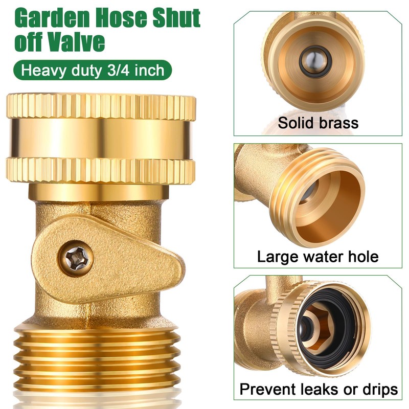 JaGely 10 Pack Brass Garden Hose Shut Off Valve 3/4''