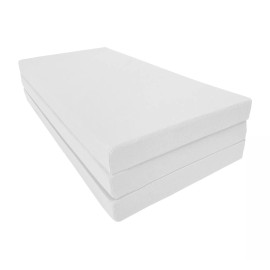 Danfuton White Full Trifold Foam Bed, Shikibuton, Foldable Ottoman Mat 4 x54x 75