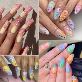 3D Aurora Bubble Beads Nail Charms, Mixed Size Colorful Iridescent Mermaid Crystal Gems Flatback Rhinestones Jewels for Women Girls Manicure Nails Supplies DIY Crafts Decorations…