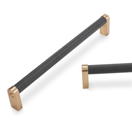 BUKOBYHE 10 Pack 7.5Inch(192mm) Kitchen Cabinet Handles Black and Champagne Bronze Knurled Cabinet Pulls Black Drawer Pulls Kitchen Hardware