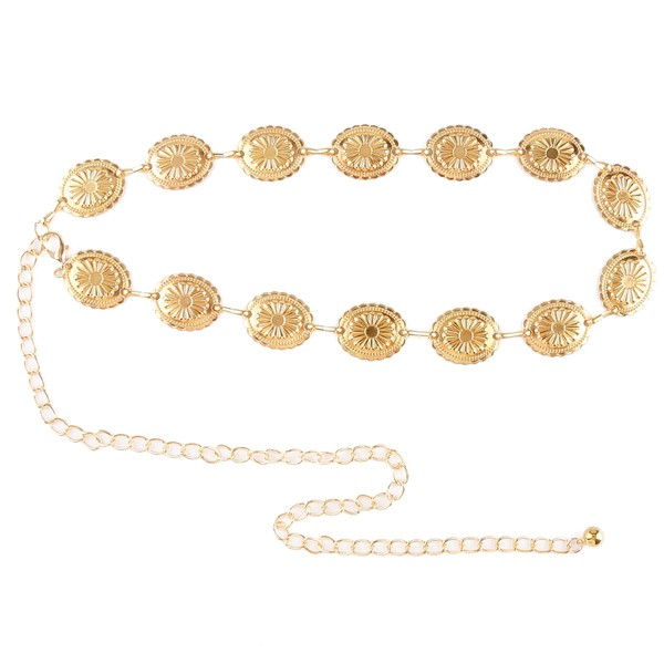 Thyonta Vintage Metal Style Engraved Daisy Belt Chain Simple and