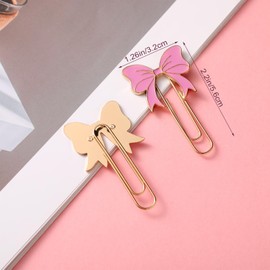 Skyygemm 6 Pcs Pink Bow Paper Clips Cute Large Paperclips Coquette Metal Paper Clip Preppy Bookmarks Planner Clips for Office Home Supplies Gifts Wedding Decoration
