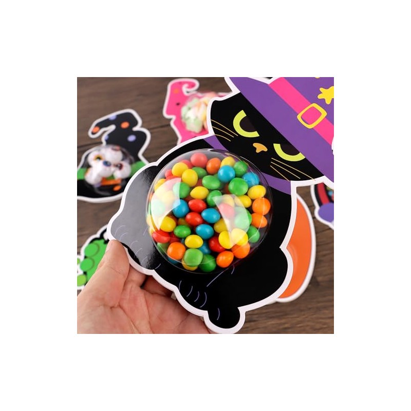 Juego de 36 tarjetas para dulces de Halloween con cúpula