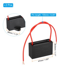 PATIKIL 3uF 450 V CBB61 Capacitor, 2Pcs Ceiling Fan Capacitor Motor Starting Capacitor Metalized Polypropylene Film Capacitors for Ceiling Fan Motor, Black