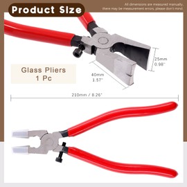 Wokape Key Fob Pliers with Curved Jaws, Glass Running Pliers Heavy Duty with Rubber Tips for Stained Glass Work Mosaics Breaking Tool