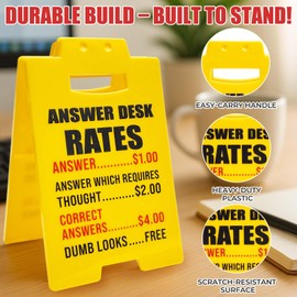 Funny Team Office Gifts, Answer Desk Rates Funny Desk Sign, Gag Fun Gift for Coworker Teammate Employee Boss, Office Desk Sign Decor for Birthday Christmas White Elephant Gifts